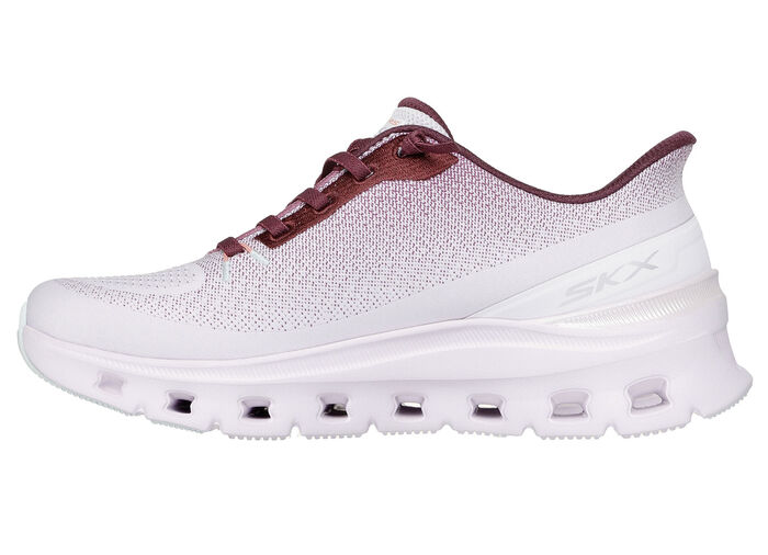 SKECHERS, trendige Damen-Sneaker, mit geformter Slip-Ins Fersenplatte WEISS-BORDEAUX